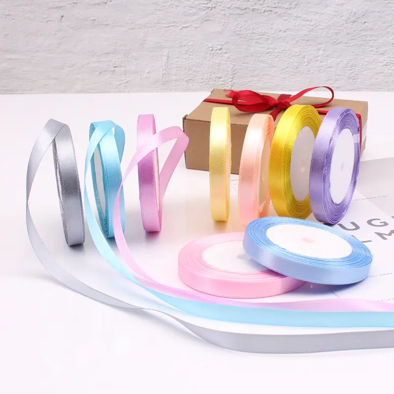25 Yards 22 Meters 10mm 3/8" Satin Ribbon Christmas Party Wedding Decoration Team Bride Gift Wrapping Packaging Silk fitas ruban