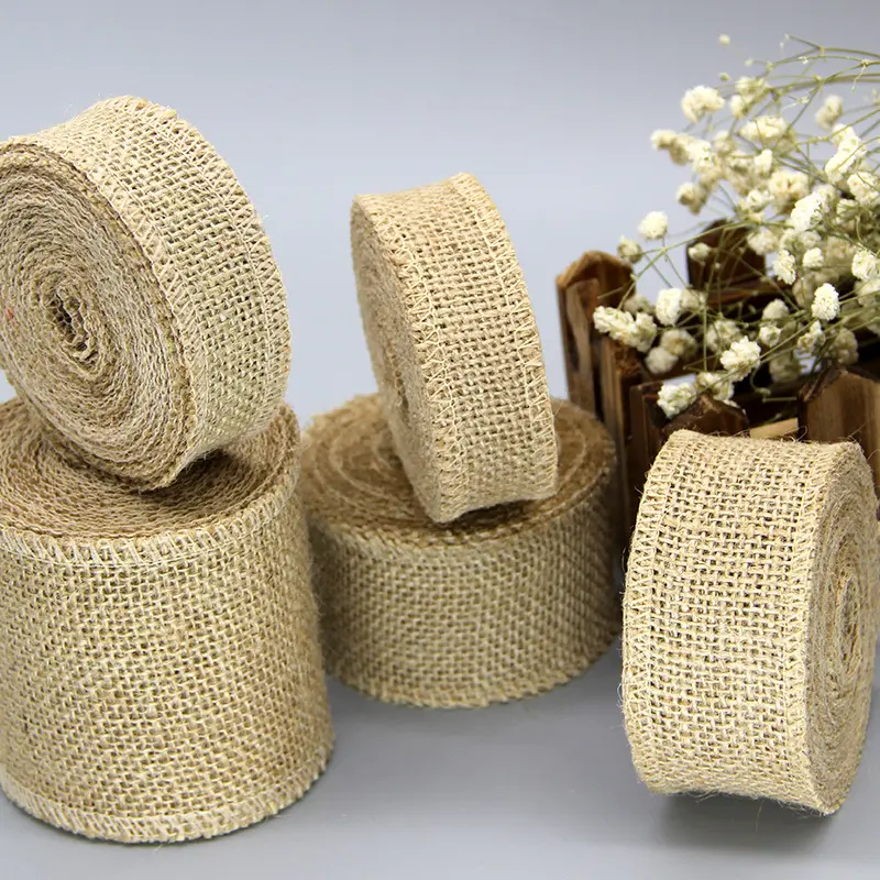 2 Meters Jute Burlap Hessian Rolls Rustic Vintage DIY Ornament Burlap Home Decor Birthday Wedding Party Christmas Decoration