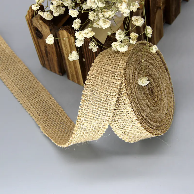 2 Meters Jute Burlap Hessian Rolls Rustic Vintage DIY Ornament Burlap Home Decor Birthday Wedding Party Christmas Decoration