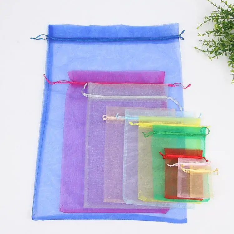 10pcs 17x23 20x30 25x35 30x40 35x50cm Organza Bags Wedding Birthday Party Candy Chocolate Bags Christmas Gift Box Packing Bags