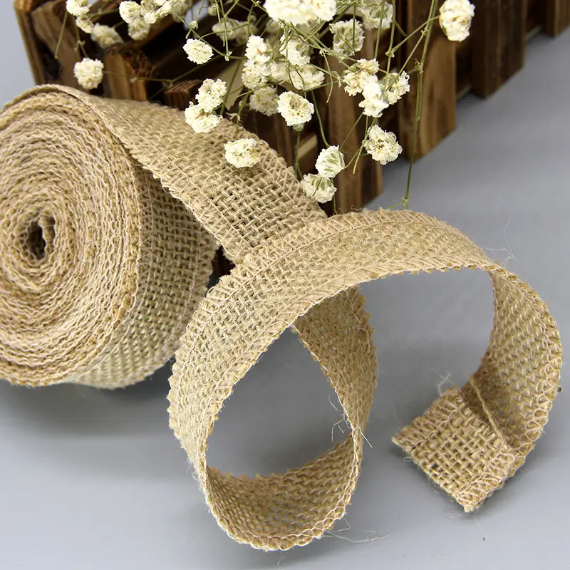 2 Meters Jute Burlap Hessian Rolls Rustic Vintage DIY Ornament Burlap Home Decor Birthday Wedding Party Christmas Decoration