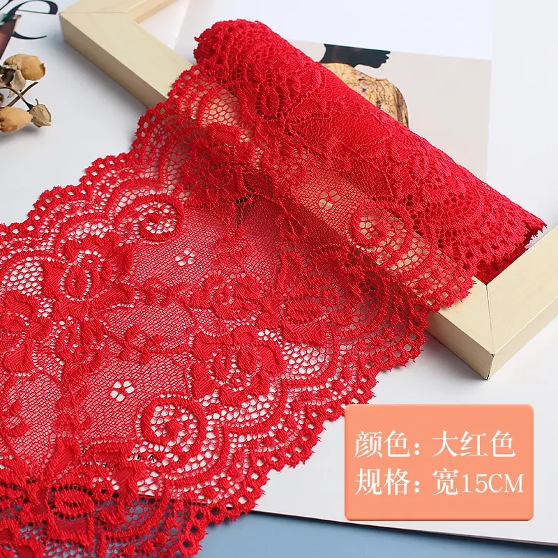 15cm 1meter Elastic Stretchy Flower Lace Ribbon Fabric Trim DIY Sewing Handmade Craft Materials