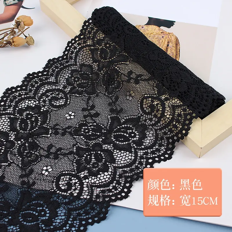 15cm 1meter Elastic Stretchy Flower Lace Ribbon Fabric Trim DIY Sewing Handmade Craft Materials