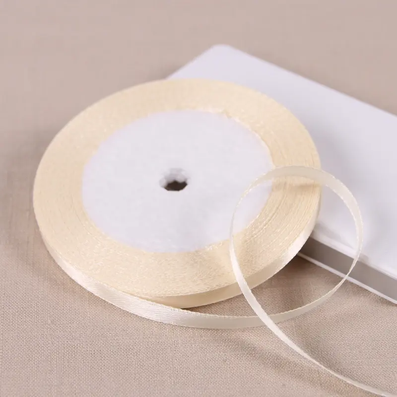 Beige Cream 6mm 10mm 15mm 20mm 25mm 40mm 50mm Silk Satin Ribbons DIY Handmade Crafts Supplies Wedding Decoration Gift Wrapping