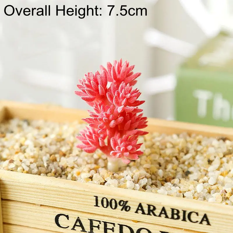 Red Flocking Artificial Succulents Plants Desktop Table Bedroom Office Mini Bonsai Ornament Fake Plants Home Garden Decoration