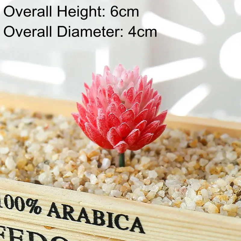 Red Flocking Artificial Succulents Plants Desktop Table Bedroom Office Mini Bonsai Ornament Fake Plants Home Garden Decoration