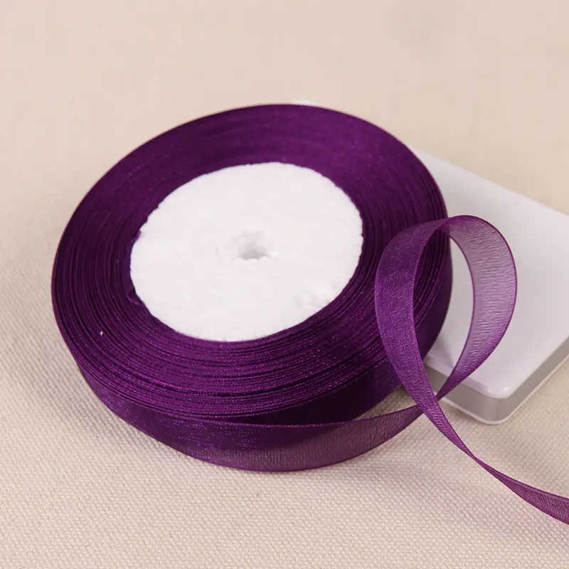 12mm 15mm 20mm 25mm 40mm 50mm Dark Purple Transparent Organza Ribbons DIY Crafts Fabric Christmas Wedding Birthday Party Decor