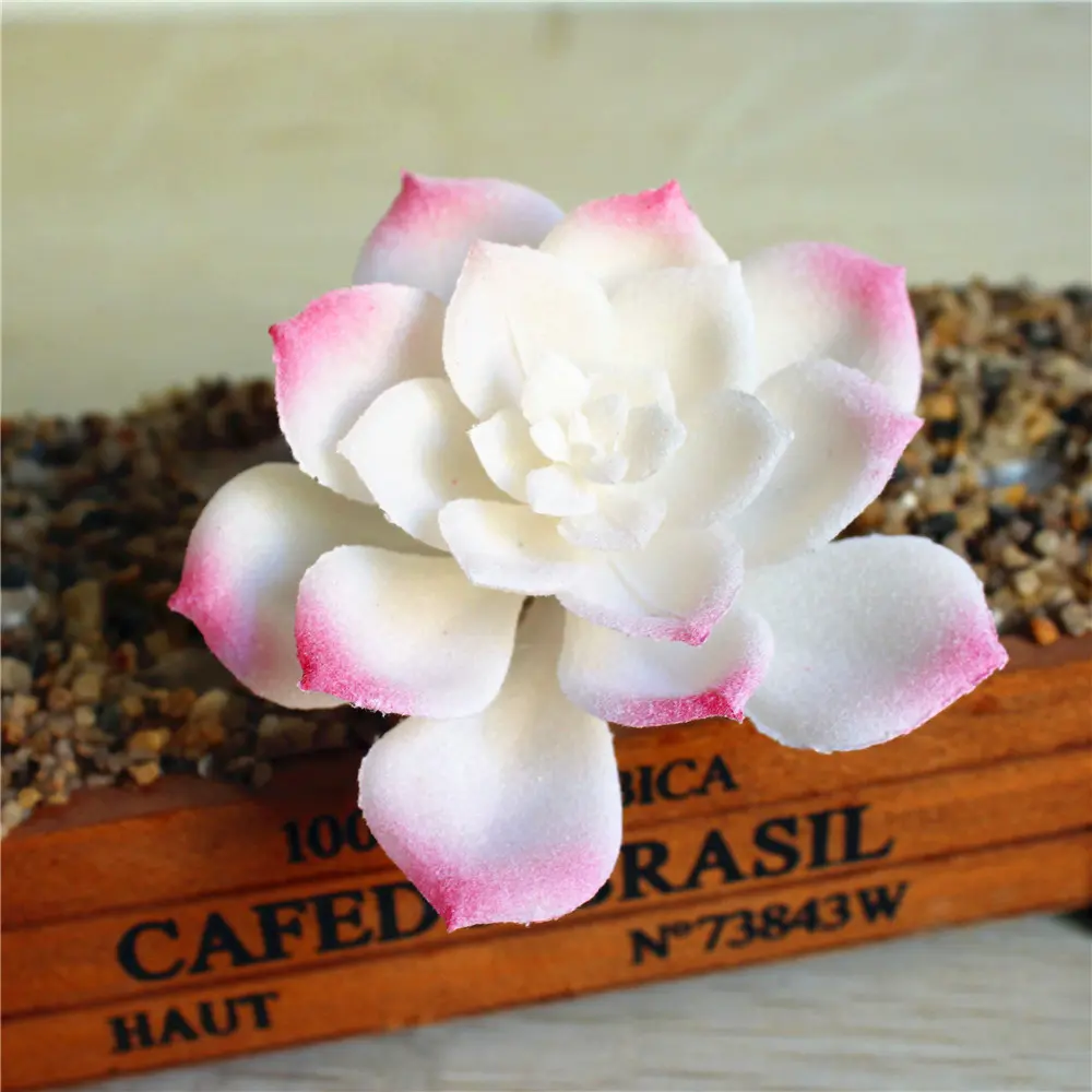 9x9cm Green Purple White Lotus Flower Artificial Succulent Plants Floral Arrangement Accessories Fake Plants planta artificial