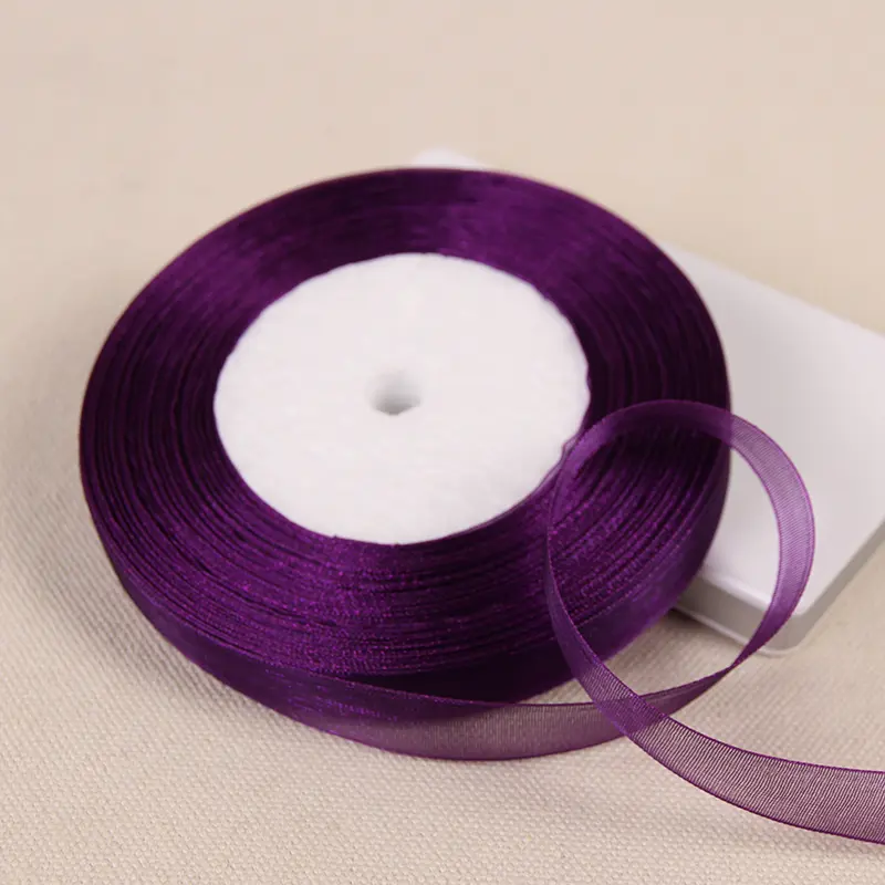 12mm 15mm 20mm 25mm 40mm 50mm Dark Purple Transparent Organza Ribbons DIY Crafts Fabric Christmas Wedding Birthday Party Decor