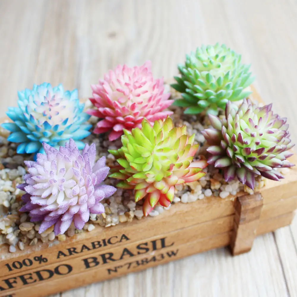 Mini Artificial Succulents Plants Home Garden Bathroom Decoration Green Plastic Fake Plants Decktop Small Bonsai Round Ball
