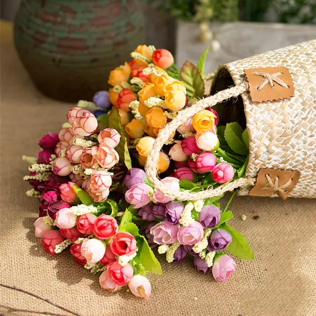 Beautiful Rose Artificial Silk Flowers small bouquet flores home party wedding decoration mariage fake Flower DIY Bride wreath