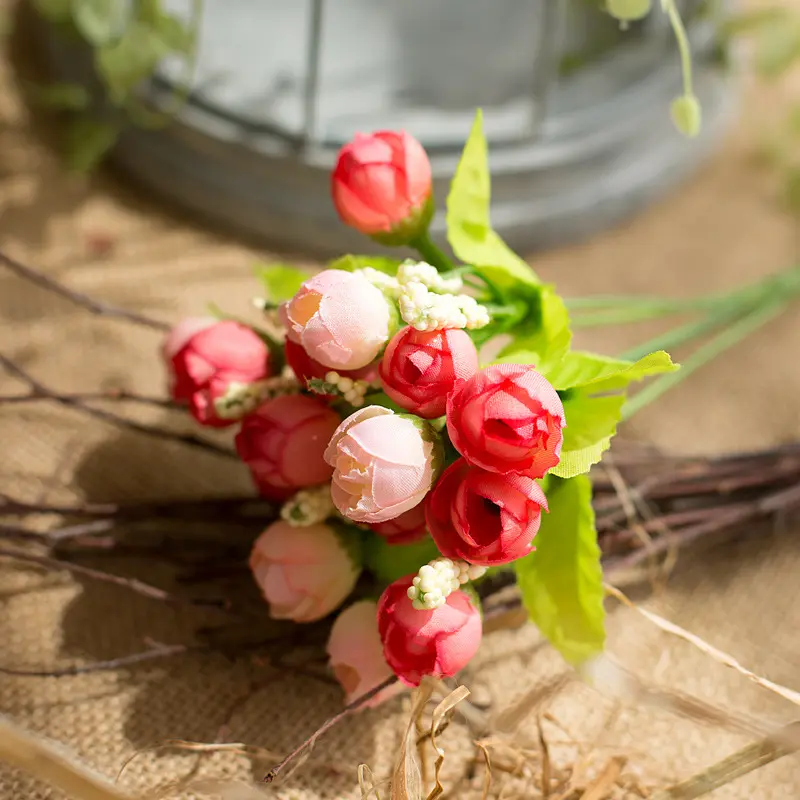 Beautiful Rose Artificial Silk Flowers small bouquet flores home party wedding decoration mariage fake Flower DIY Bride wreath