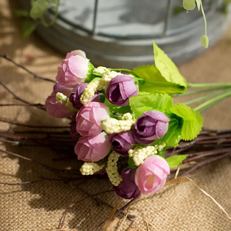 Beautiful Rose Artificial Silk Flowers small bouquet flores home party wedding decoration mariage fake Flower DIY Bride wreath
