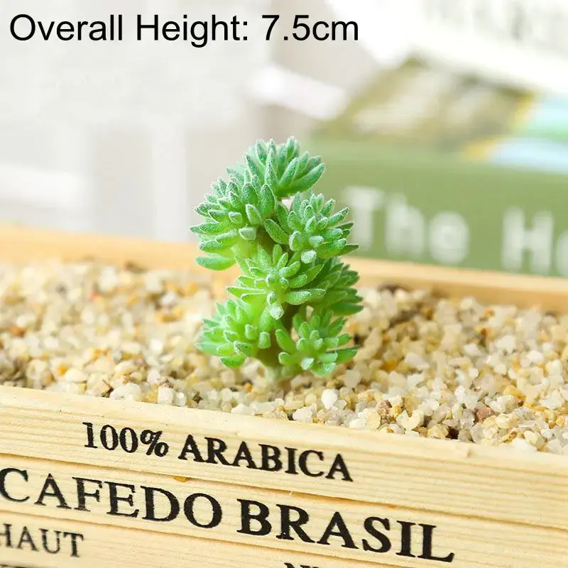 Green Flocking Artificial Succulents Plants Desktop Table Bedroom Office Mini Bonsai Ornament Fake Plants Home Garden Decoration