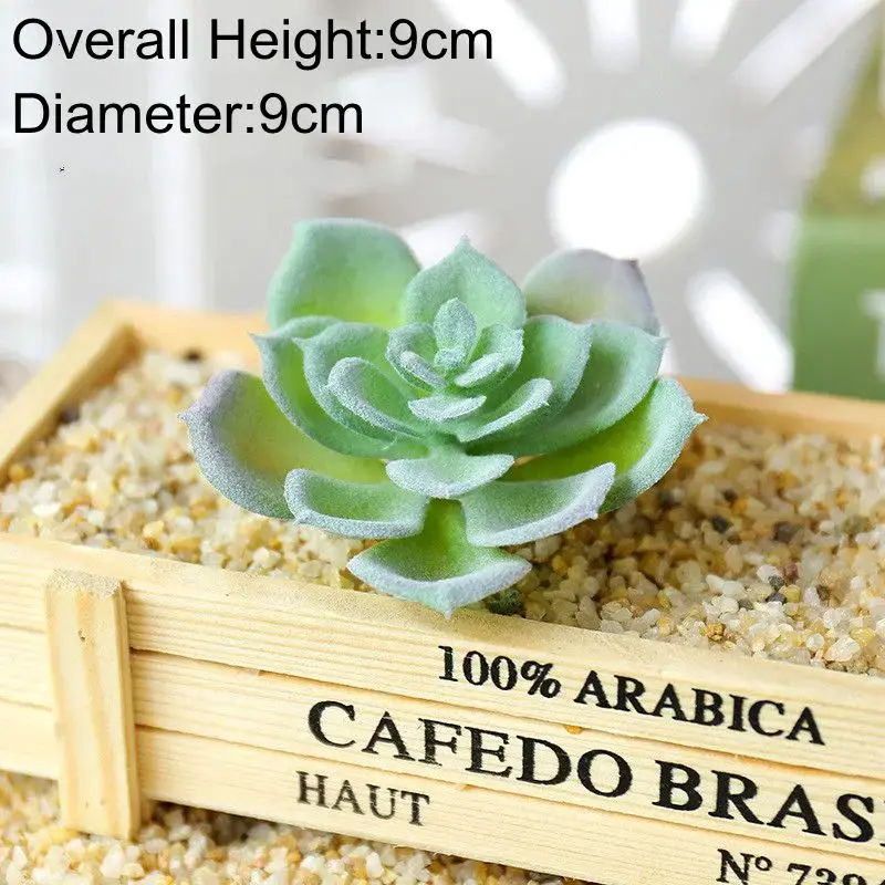 Green Flocking Artificial Succulents Plants Desktop Table Bedroom Office Mini Bonsai Ornament Fake Plants Home Garden Decoration