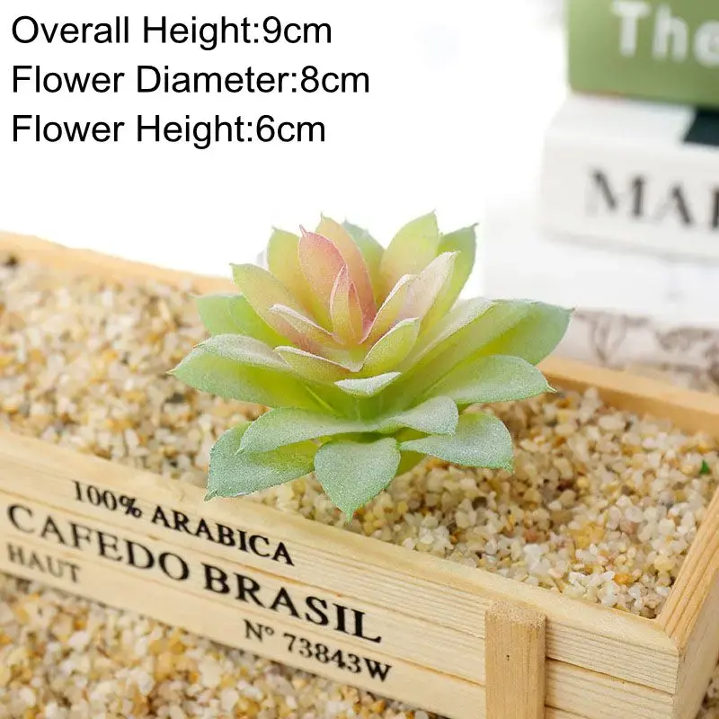 Green Flocking Artificial Succulents Plants Desktop Table Bedroom Office Mini Bonsai Ornament Fake Plants Home Garden Decoration