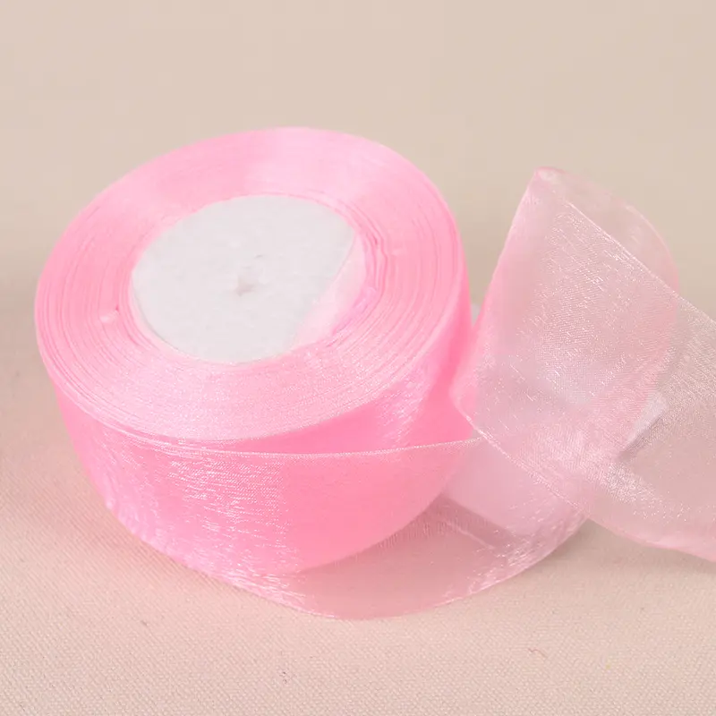 15mm 20mm 25mm 40mm 50mm Pink Organza Ribbon 45Meters/Roll DIY Crafts Supplies Wedding Decoration Valentine's Day Gift Wrapping