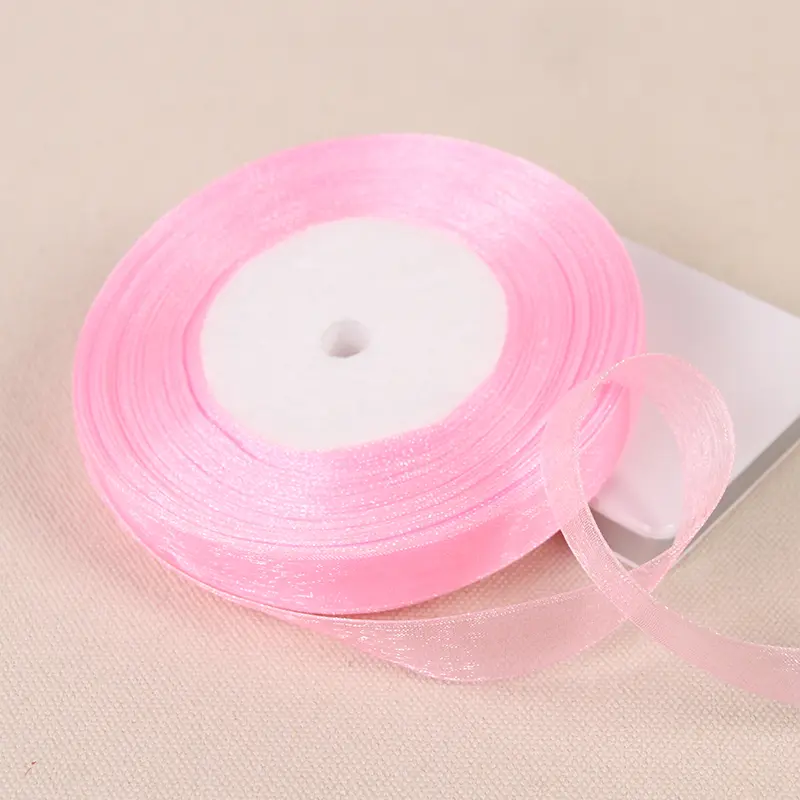 15mm 20mm 25mm 40mm 50mm Pink Organza Ribbon 45Meters/Roll DIY Crafts Supplies Wedding Decoration Valentine's Day Gift Wrapping