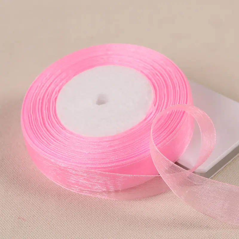 15mm 20mm 25mm 40mm 50mm Pink Organza Ribbon 45Meters/Roll DIY Crafts Supplies Wedding Decoration Valentine's Day Gift Wrapping