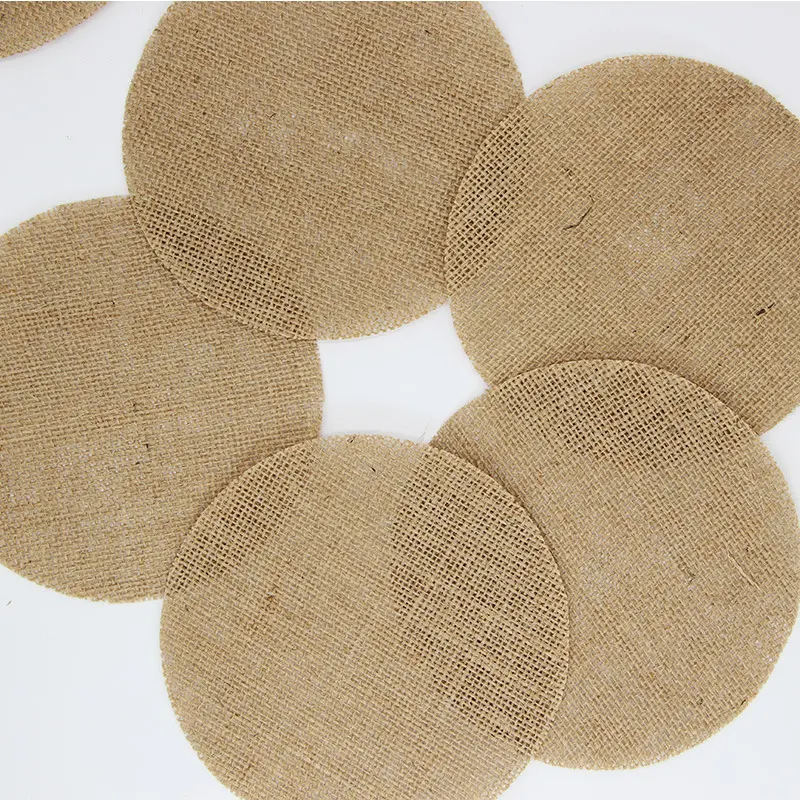 5 Pieces 15cm Vintage Hessian Burlap Jute Piece for Wedding Christmas Party Home Decoration DIY Crafts Accessories