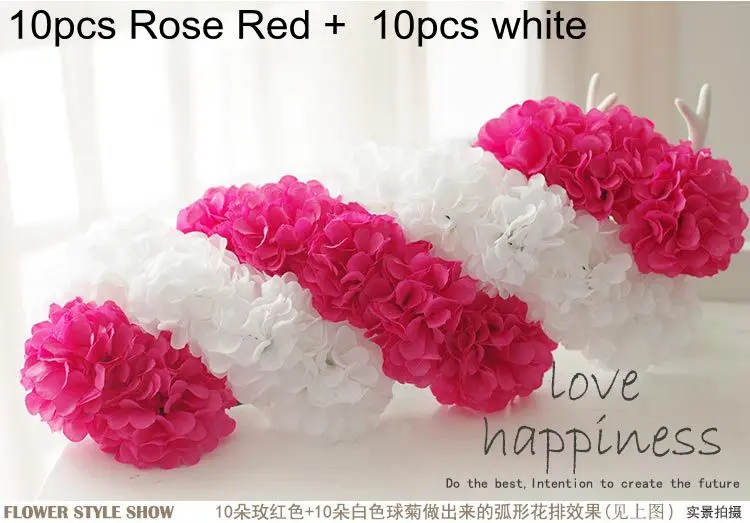 11cm Large Chrysanthemum Artificial Flower Heads Wedding Wall Arch Road Lead Fake Flowers DIY Bridal Wreath White Fake Flowers