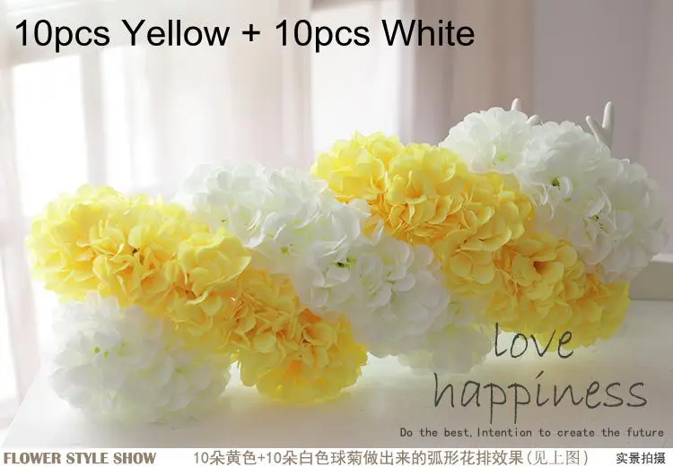 11cm Large Chrysanthemum Artificial Flower Heads Wedding Wall Arch Road Lead Fake Flowers DIY Bridal Wreath White Fake Flowers