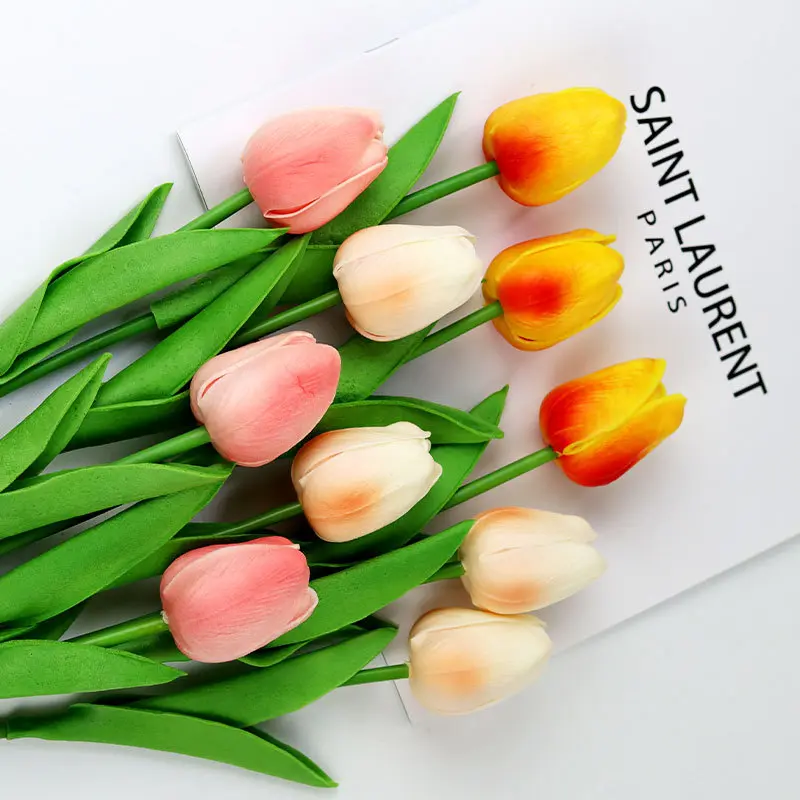 1 Piece Artificial Flowers Garden Tulips Real Touch Flowers Tulip Bouquet Decor Mariage for Home Wedding Decoration Fake Flowers