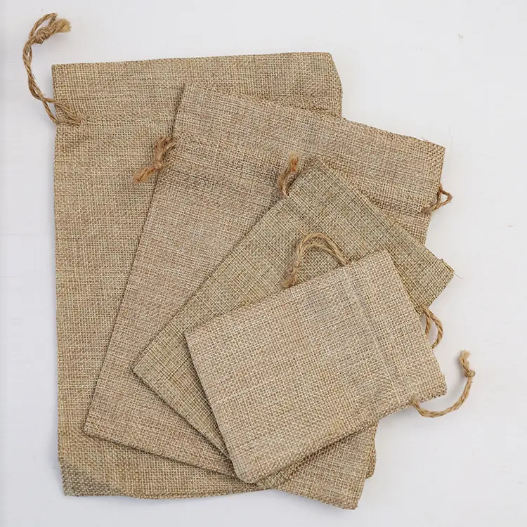 Vintage Retro Drawstring Jute Burlap Gift Bags Christmas Halloween Wedding Birthday Party Gift Packaging Hessian Hemp Pouches