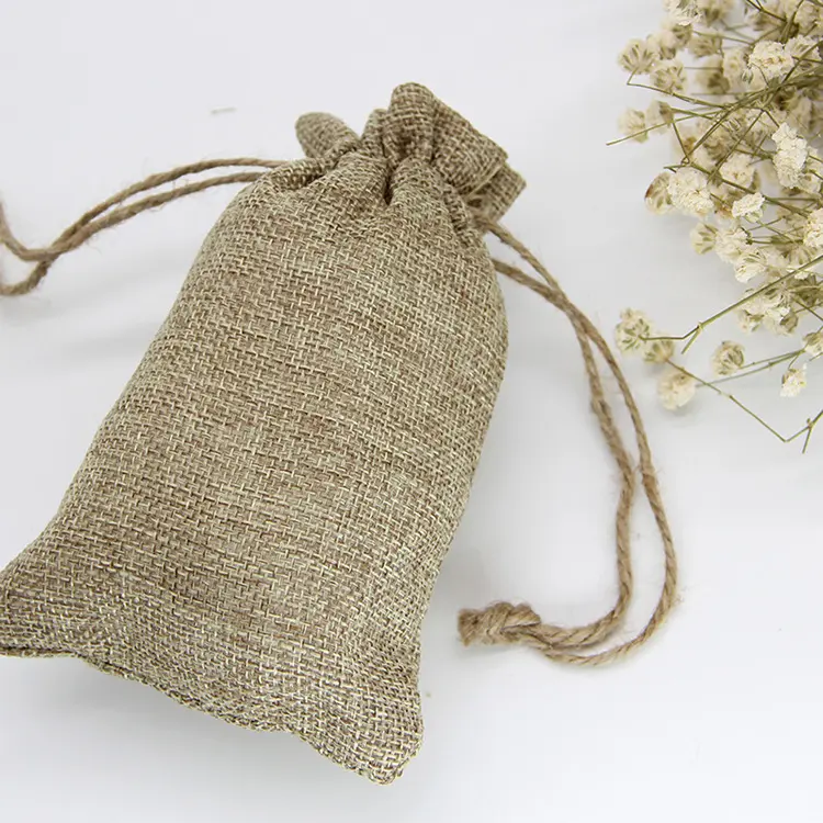 Vintage Retro Drawstring Jute Burlap Gift Bags Christmas Halloween Wedding Birthday Party Gift Packaging Hessian Hemp Pouches