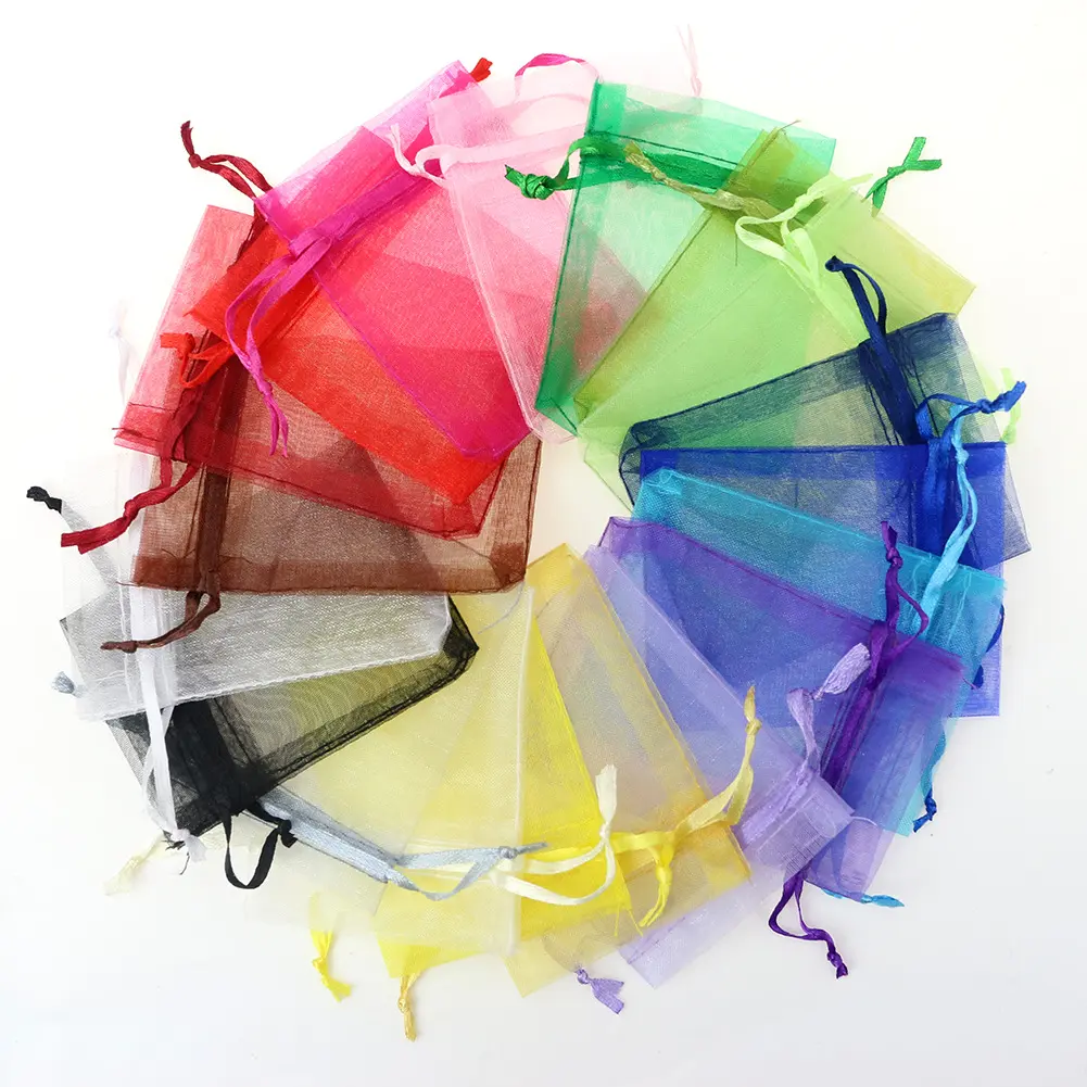 50pcs 7x9 9x12 10x15 15x20 17x23cm Organza Bags Christmas Halloween Gift Box Packaging Bags Wedding Candy Box Chocolate Bags