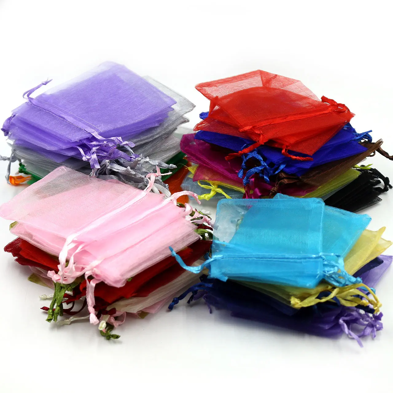 50pcs 7x9 9x12 10x15 15x20 17x23cm Organza Bags Christmas Halloween Gift Box Packaging Bags Wedding Candy Box Chocolate Bags