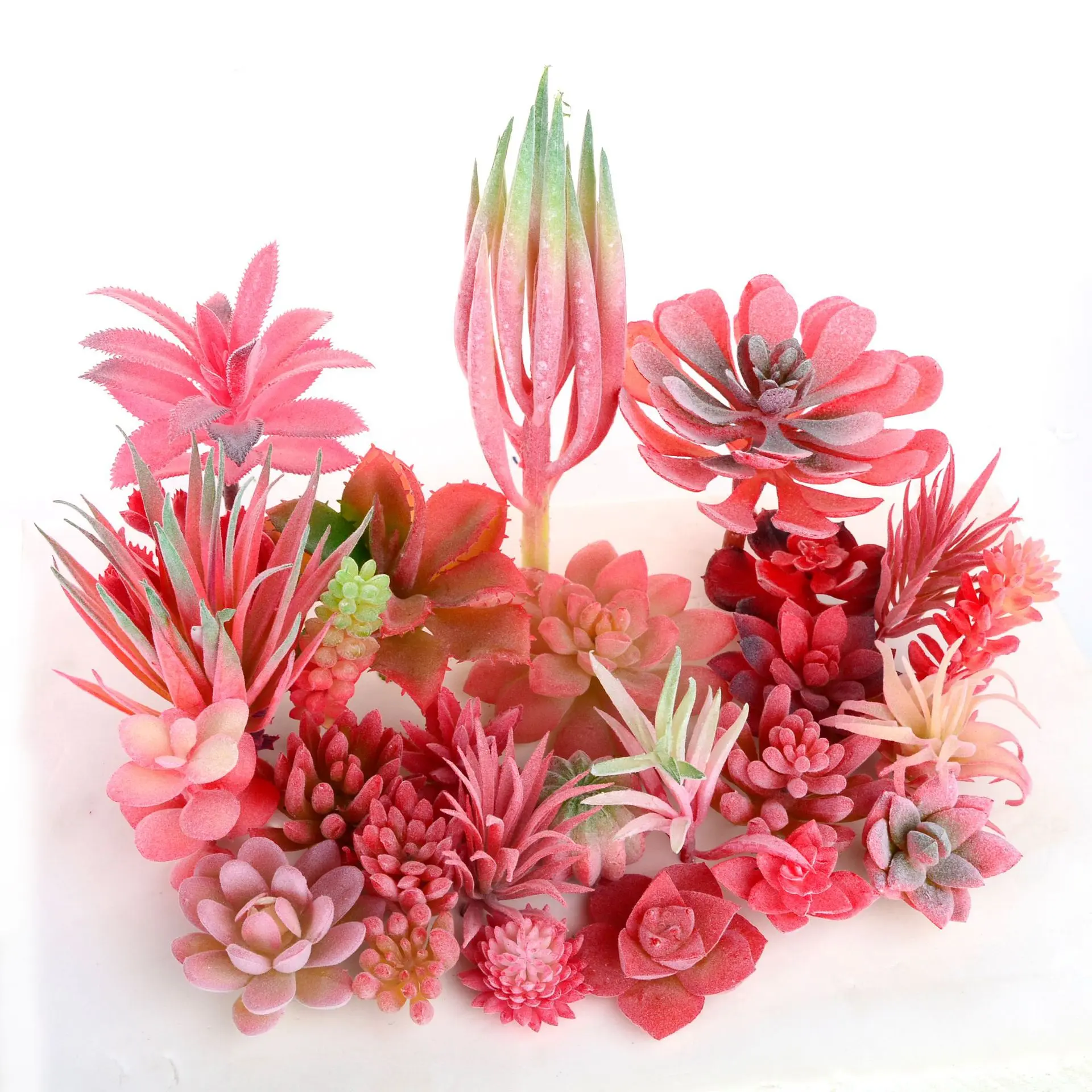 Artificial Red Flocking succulent plants DIY Home Garden Office Wedding Decoration Mini Bonsai plante artificielle
