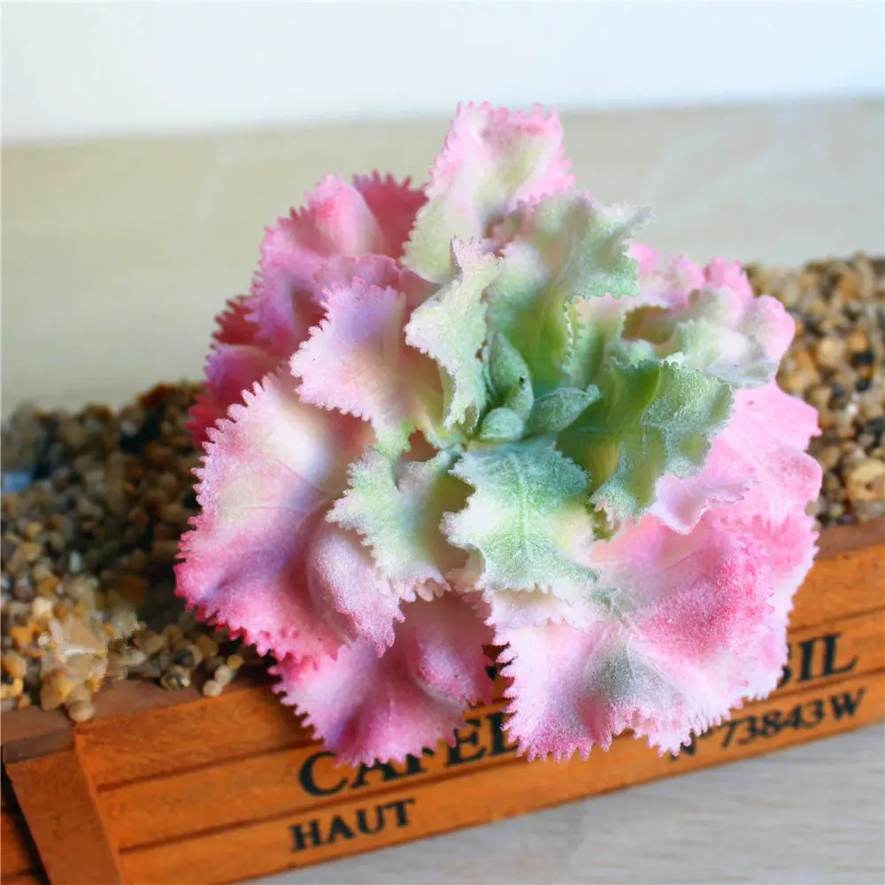 Artificial Red Flocking succulent plants DIY Home Garden Office Wedding Decoration Mini Bonsai plante artificielle