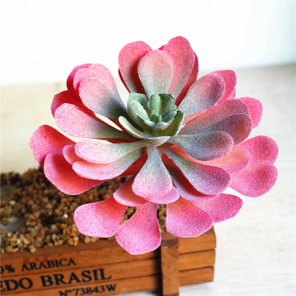 Artificial Red Flocking succulent plants DIY Home Garden Office Wedding Decoration Mini Bonsai plante artificielle