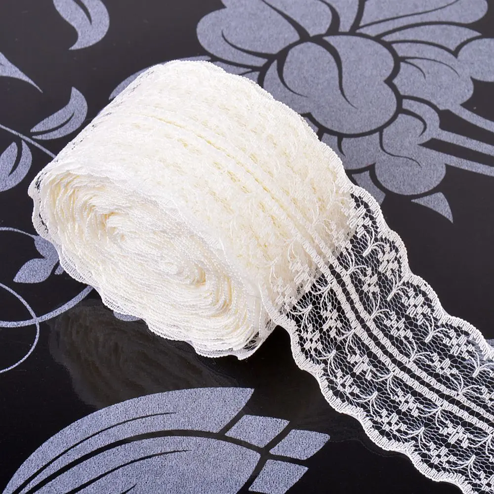 10 Meters Lace Ribbon Tape 45MM Lace Trim Fabric DIY Embroidered Net White Lace Trim Cord For Sewing Decoration