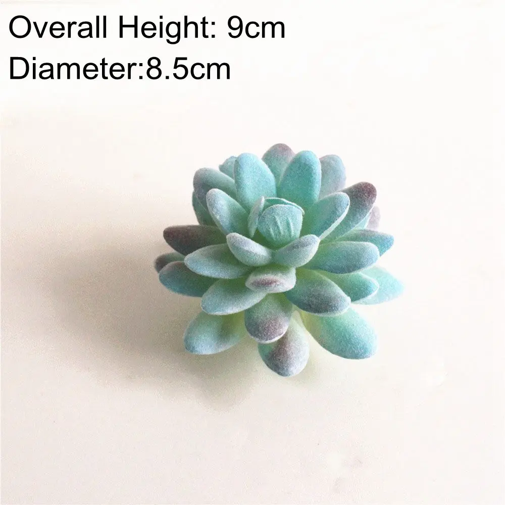 Blue Flocking Artificial Succulents Plants Flower Arrangement Accessories Desktop Bonsai Home Garden Decoration Fake Plants