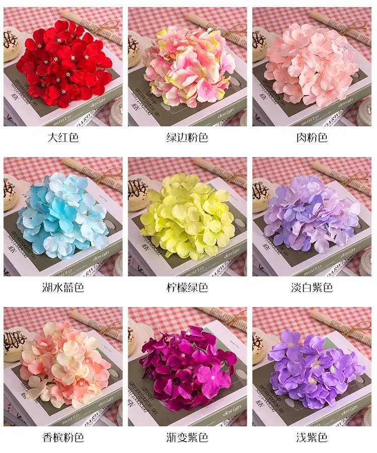 13-15cm Silk Hydrangea Flower Wedding Decoration White Artificial Flowers Spring Vivid Big Hydrangea Wedding Flowers Decoration