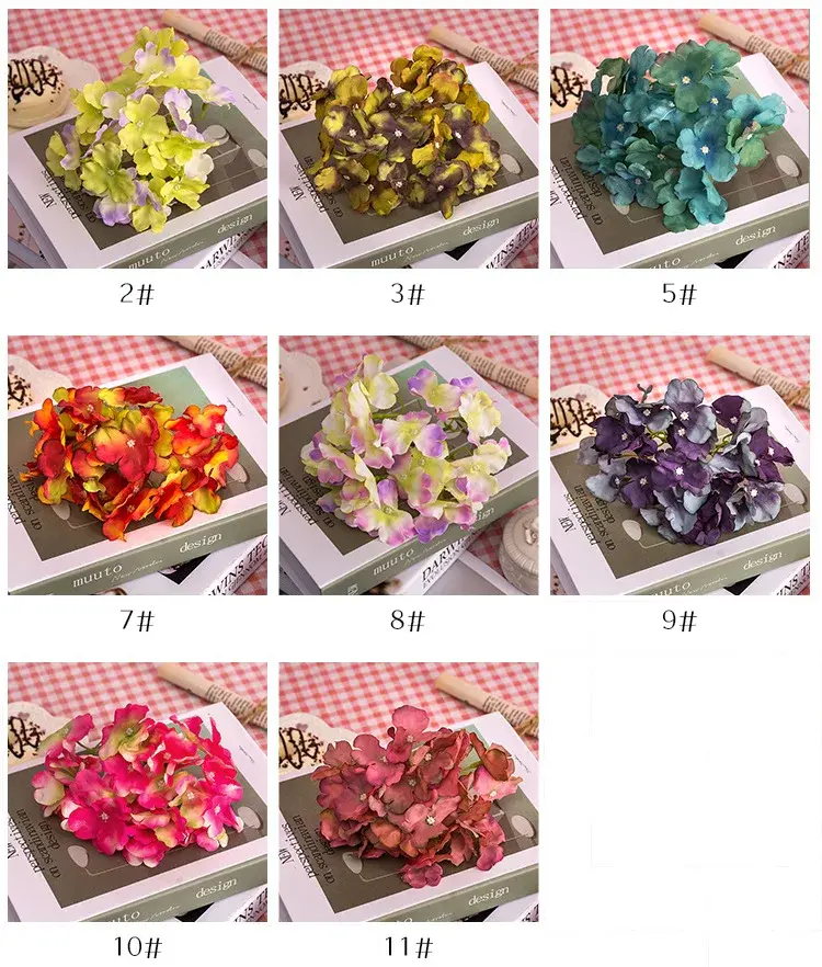 13-15cm Silk Hydrangea Flower Wedding Decoration White Artificial Flowers Spring Vivid Big Hydrangea Wedding Flowers Decoration