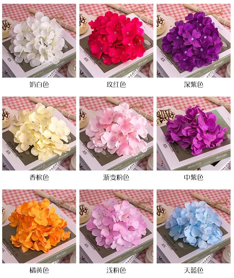 13-15cm Silk Hydrangea Flower Wedding Decoration White Artificial Flowers Spring Vivid Big Hydrangea Wedding Flowers Decoration