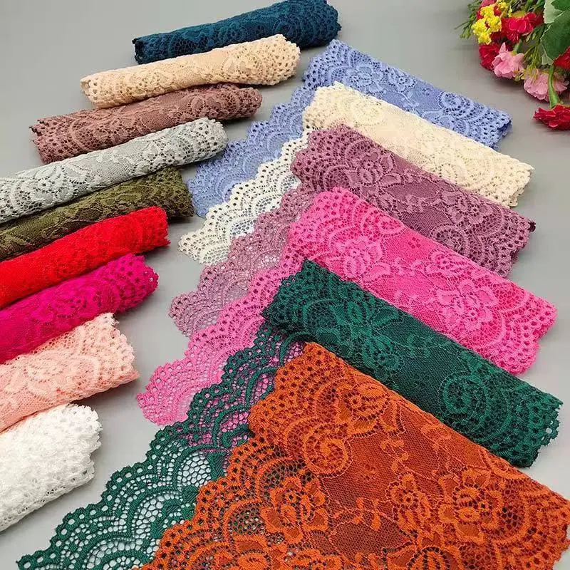 2Meters Colorful Elastic Stretchy Lace Ribbon Hollow Floral Embroidery Material Sexy Underwear Lingerie Panties Skirt Hem Fabric