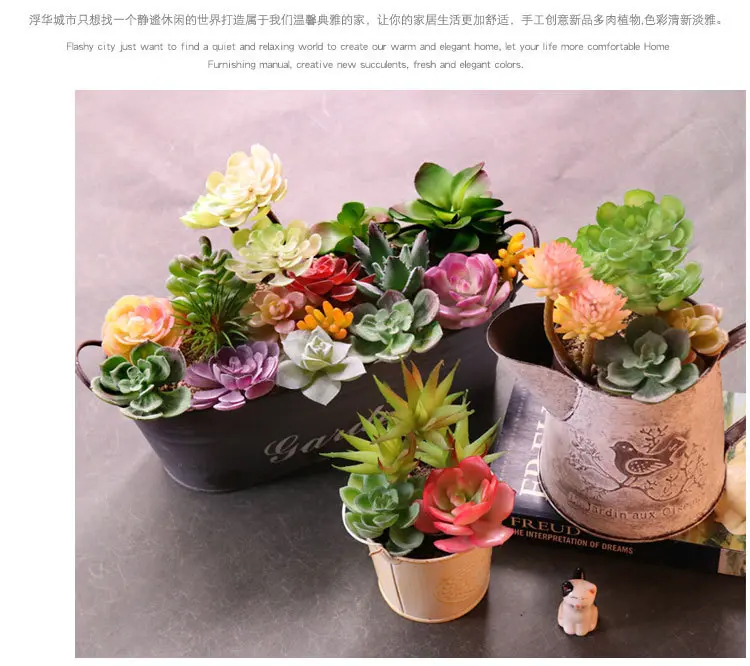Artificial Succulent Plants Real Touch Landscape Lotus Grass Decorative Fake Plants Home Garden Room Christmas Party Decoration