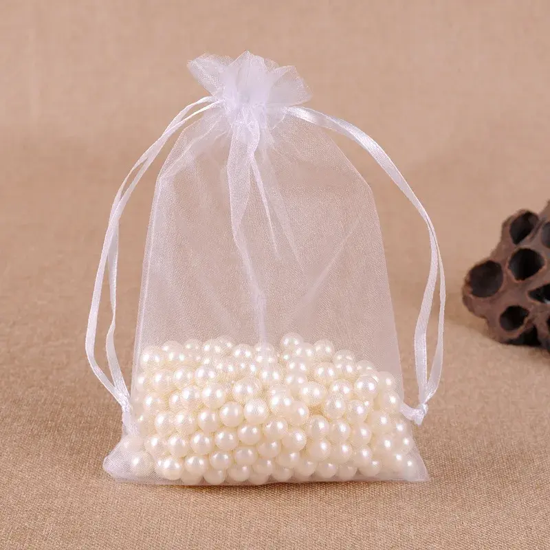 50pcs 7x9cm 9x12cm 10x15cm 15x20cm Organza Gift Bags Christmas Halloween Wedding Party Gift Box Candy Chocolate Packaging Bags