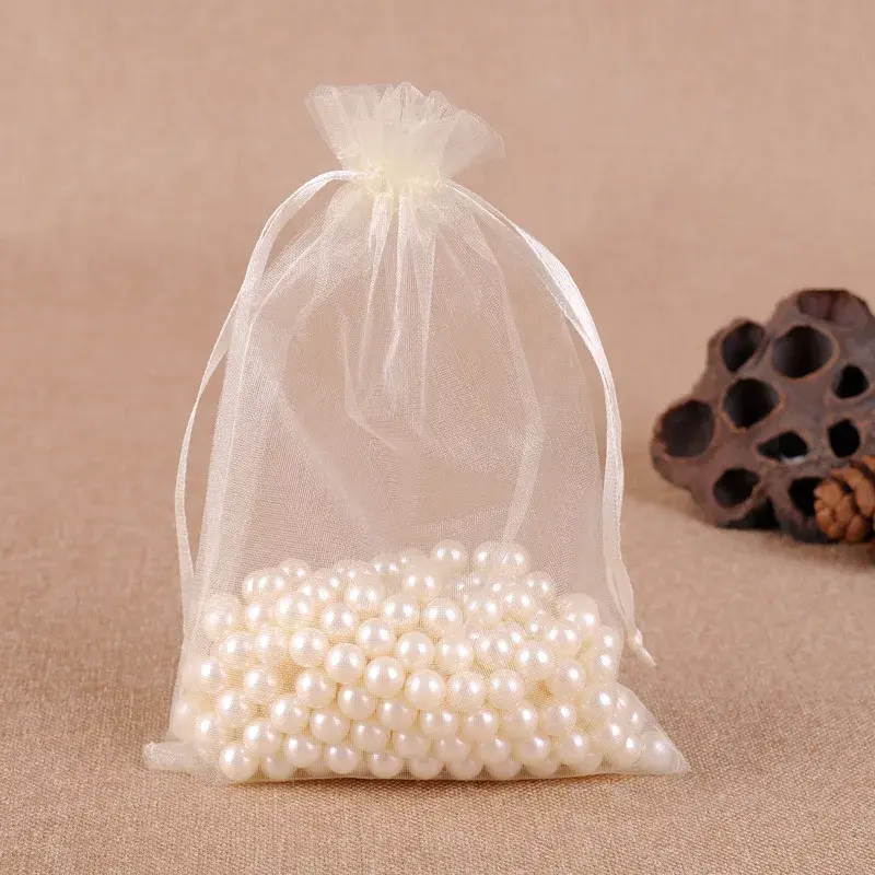 50pcs 7x9cm 9x12cm 10x15cm 15x20cm Organza Gift Bags Christmas Halloween Wedding Party Gift Box Candy Chocolate Packaging Bags
