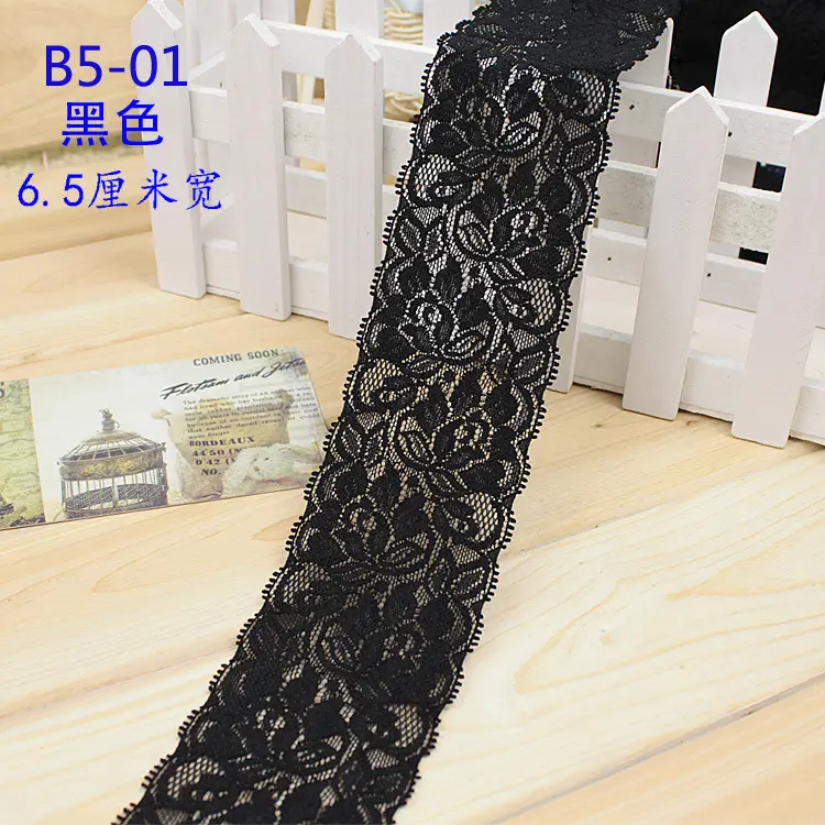 6.5cm Soft Elegant Elastic Lace Trim Fabric Ribbons Tape DIY Sewing Garment Wedding Decoration Accessories White Lace Trimming