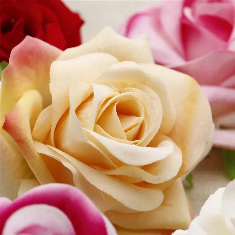 Velvet Artificial Rose Flower Heads for Wedding Wall Arch Flowers DIY Bridal Wreath Valantine's Day Bouquet Gift Box Decoration