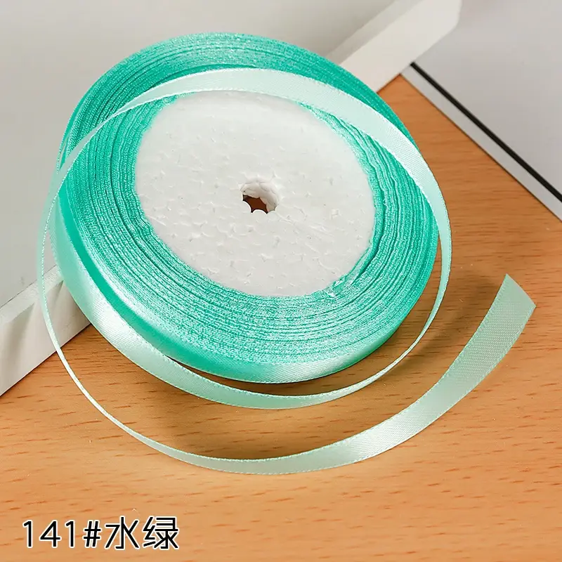 22Meters/Roll 6mm Silk Satin Ribbons Baby Shower Birthday Party Wedding Engagement Christmas Halloween Gift Wrapping Ribbon