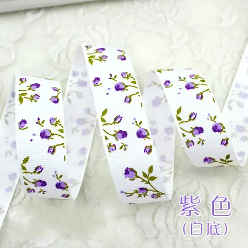 25mm Flower Printed Grosgrain Ribbons 2Meter/Lot DIY Handmade Baby Girl Headband Hairclip Bowtie Accessories Gift Box Decoration