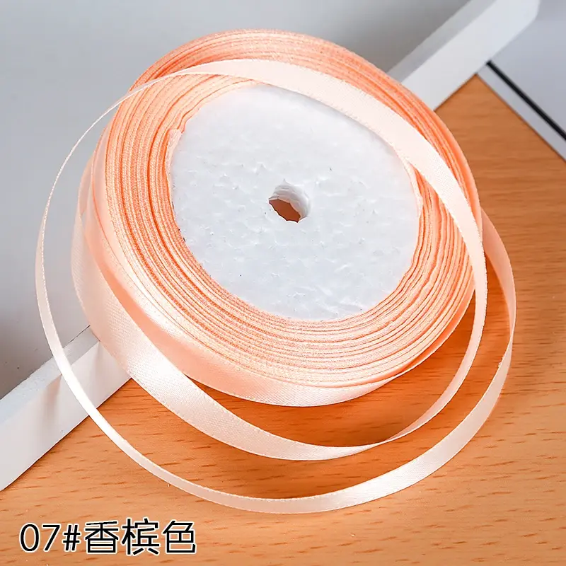 22Meters/Roll 6mm Silk Satin Ribbons Baby Shower Birthday Party Wedding Engagement Christmas Halloween Gift Wrapping Ribbon