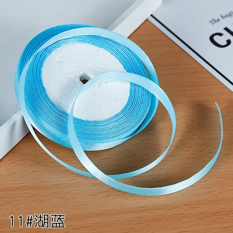 22Meters/Roll 6mm Silk Satin Ribbons Baby Shower Birthday Party Wedding Engagement Christmas Halloween Gift Wrapping Ribbon