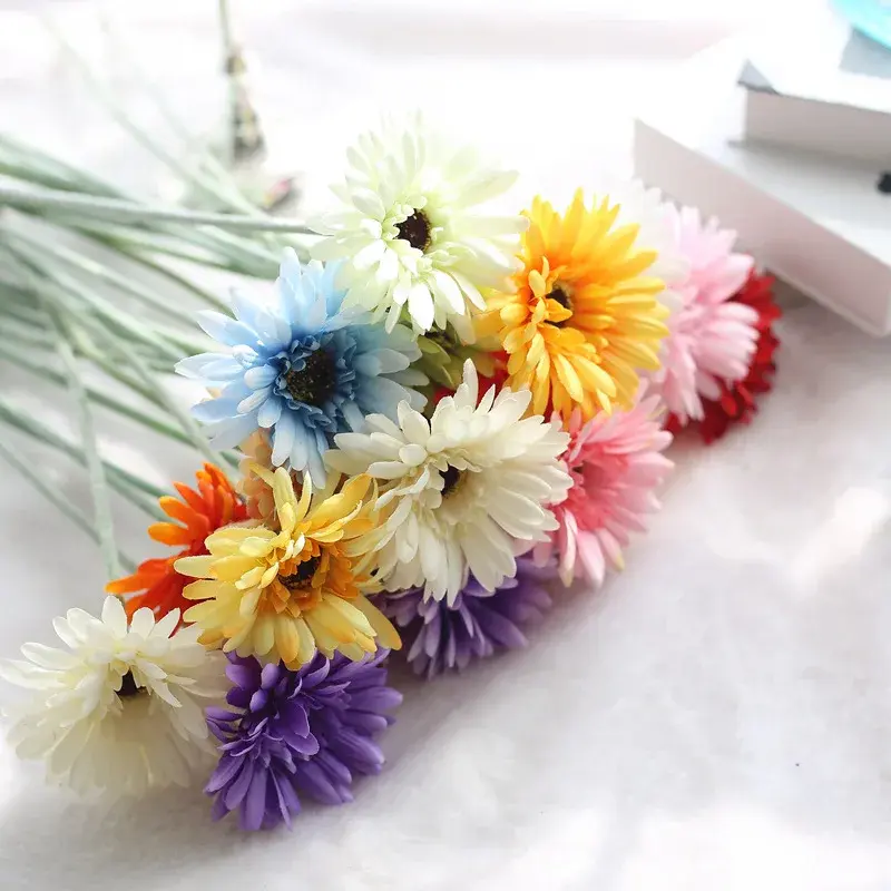 55cm Artificial Gerbera Flower Branch Silk Sunflower Home Garden Decoration Wedding Christmas Festival Party Supplies Flores